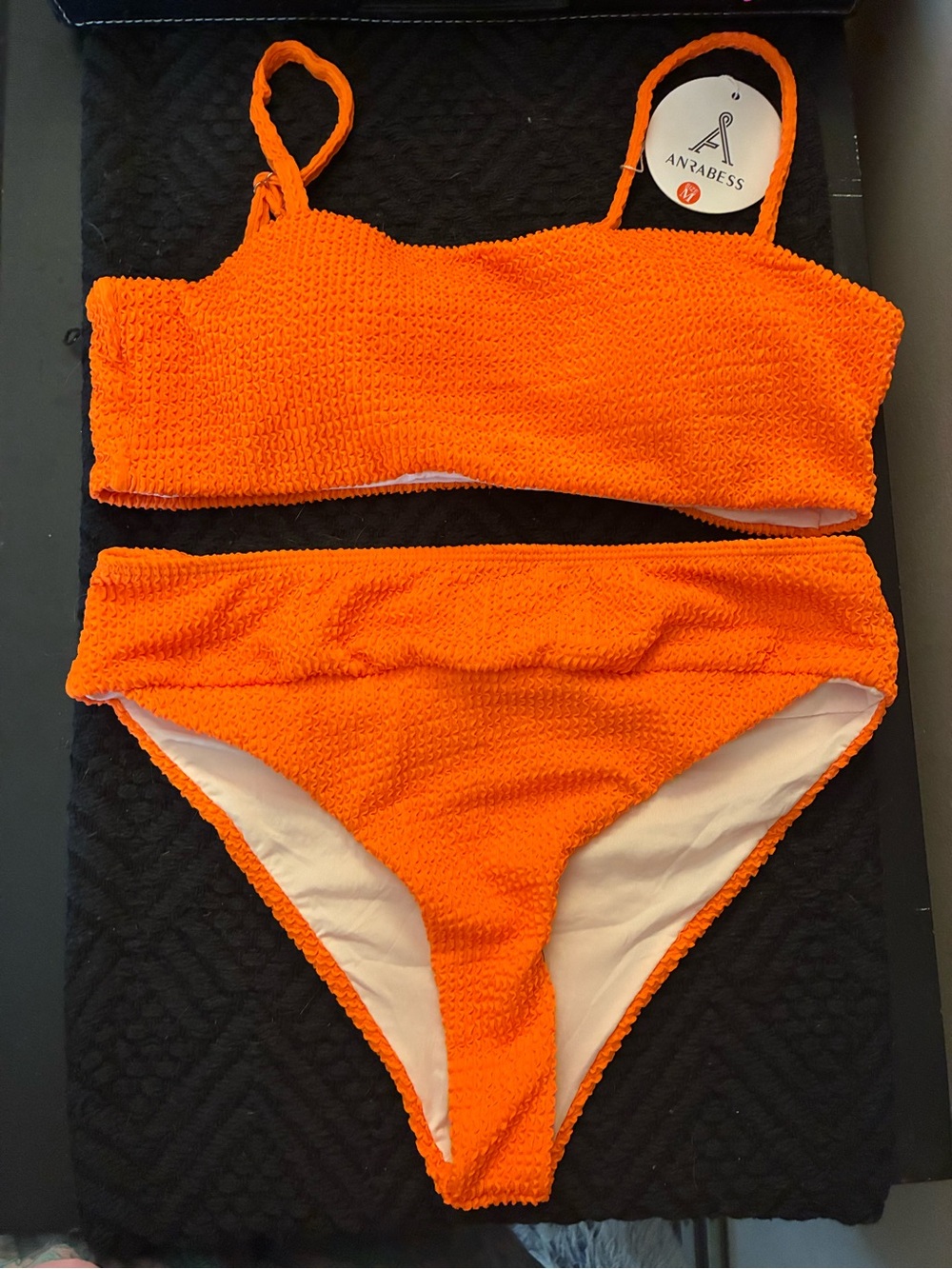 Anabess Orange Textured Women’s Bikini Set